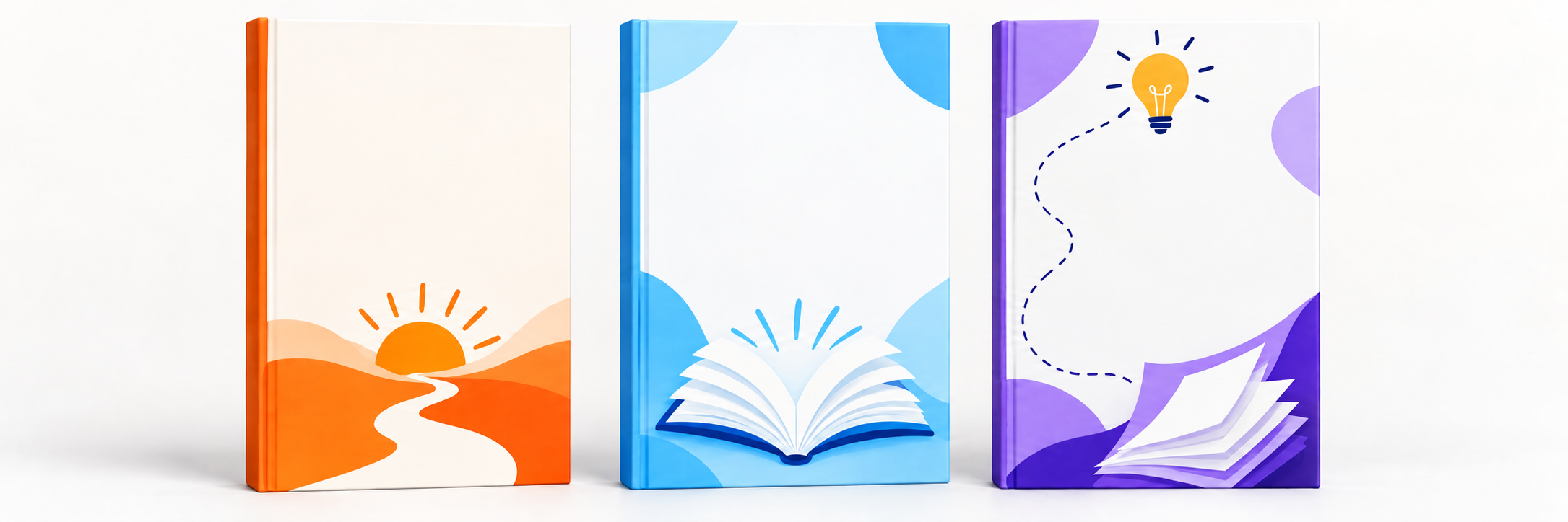 Three bright beginner ebook cover concepts